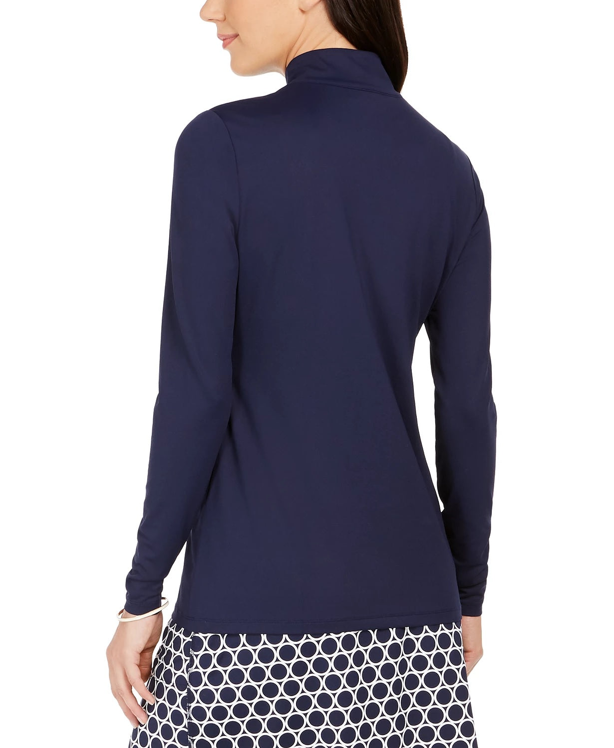 Camiseta feminina Charter Club com zíper e manga curta, azul, tamanho pequeno