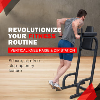 Estação de treino de exercícios de elevação e mergulho vertical de joelhos Body Solid Fitness, preta