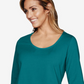 Karen Scott Blusa feminina plus size de algodão com decote redondo, azul-petróleo, tamanho XX-grande