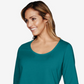 Karen Scott Blusa feminina plus size de algodão com decote redondo, azul-petróleo, tamanho XX-grande
