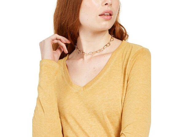 Camiseta Boyfriend Texturizada de Manga Longa Ultra Flirt Juniors, Amarelo Escuro, Tamanho Grande