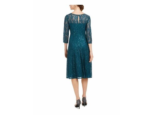 Vestido de renda com lantejoulas Sl Fashions feminino, verde, tamanho 8