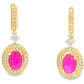 1.40ct Ruby Diamond Dangle Earrings 10KT Yellow Gold