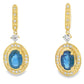 Sapphire Diamond Dangle Earrings 10KT Yellow Gold