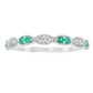 Emerald Diamond stackable band set 14KT White Gold