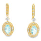 Aquamarine Diamond Dangle Earrings 10KT Yellow Gold