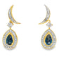London Blue Topaz Dangle Earrings 10KT Yellow Gold