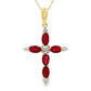 Ruby Diamond Cross Religious Pendant 10KT Yellow Gold