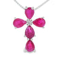 Ruby Diamond Cross Religious Pendant 10KT White Gold