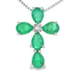 Emerald Diamond Cross Religious Pendant 10KT White Gold