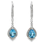 Blue Topaz Diamond Dangle Earrings 10KT White Gold