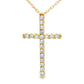 .24ct Diamond Cross Religious Pendant 14KT Yellow Gold