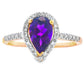 .98ct Amethyst Diamond Ring 14KT Yellow Gold