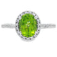 Peridot Created Sapphire Ring Sterling Silver