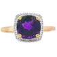 1.34ct Amethyst Diamond Ring 10KT Yellow Gold