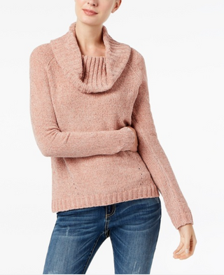 Suéter feminino de gola alta em chenille da INC International Concepts, rosa, tamanho médio
