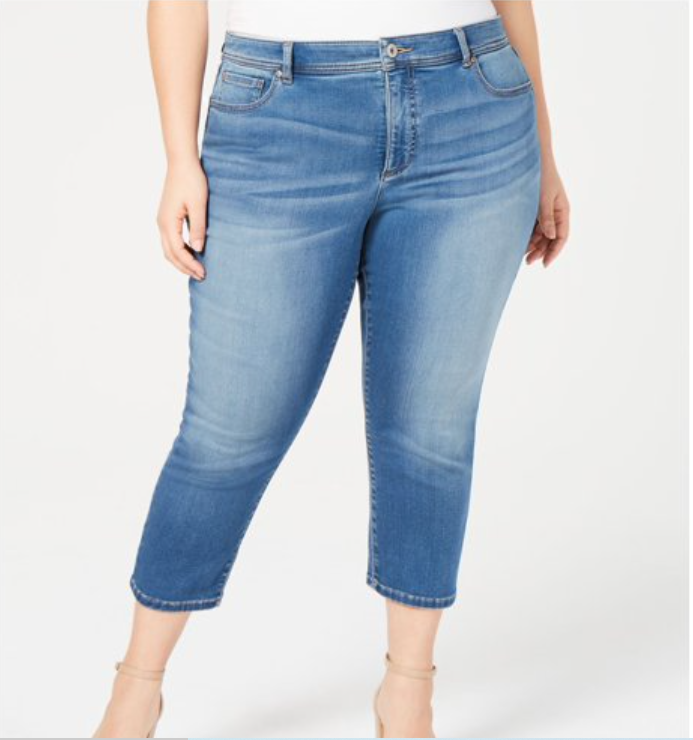 Calça Jeans Skinny Cropped Incfinity Feminina da International Concepts Azul Tamanho 16W