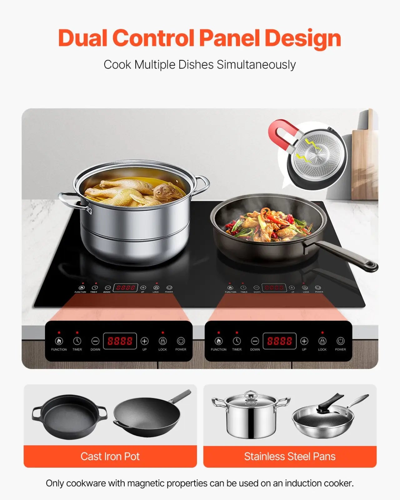 Induction Cooktop 1800w Dual Burner Electric Countertop