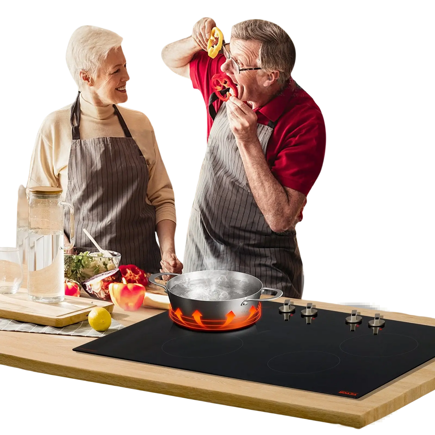 Induction Cooktop 4 Burner 6600w Knob Control Stove