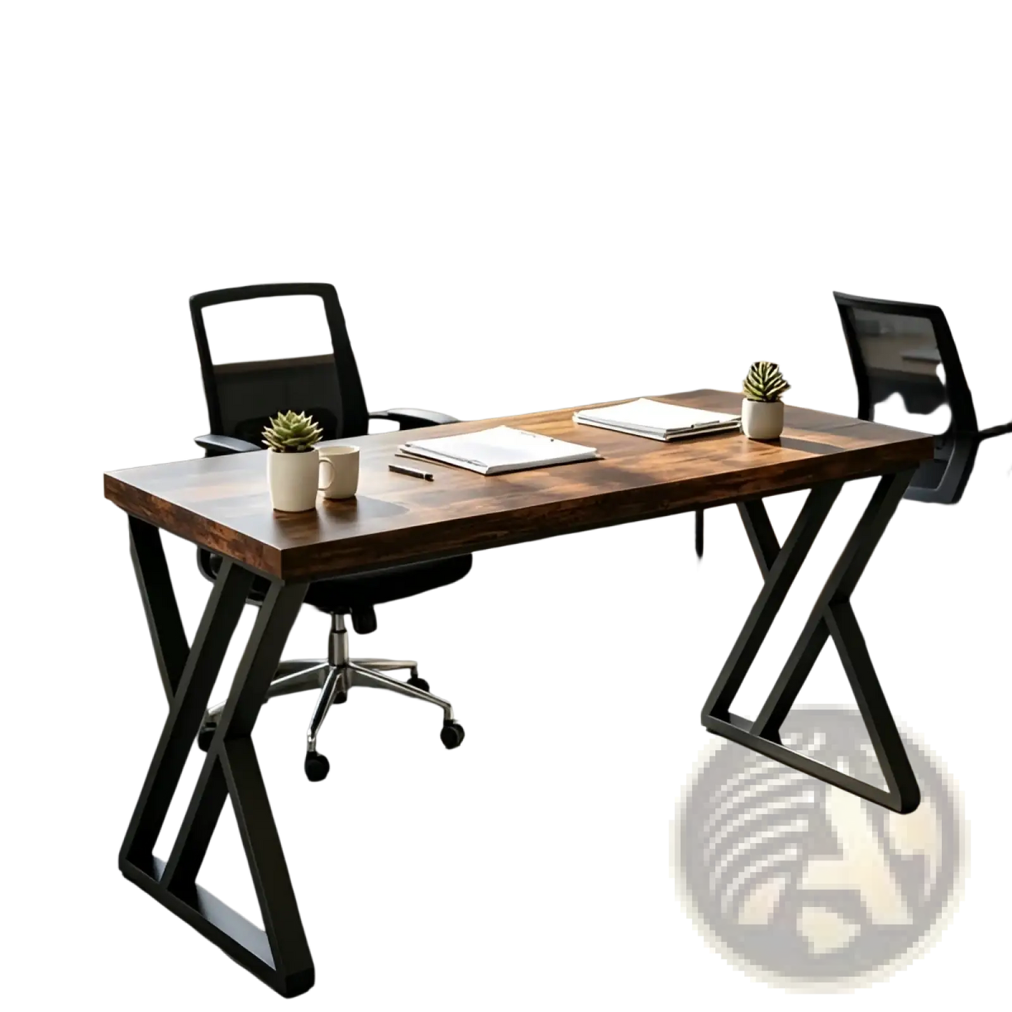 Industrial Writing Desk 55 Inch Dark Wood Table