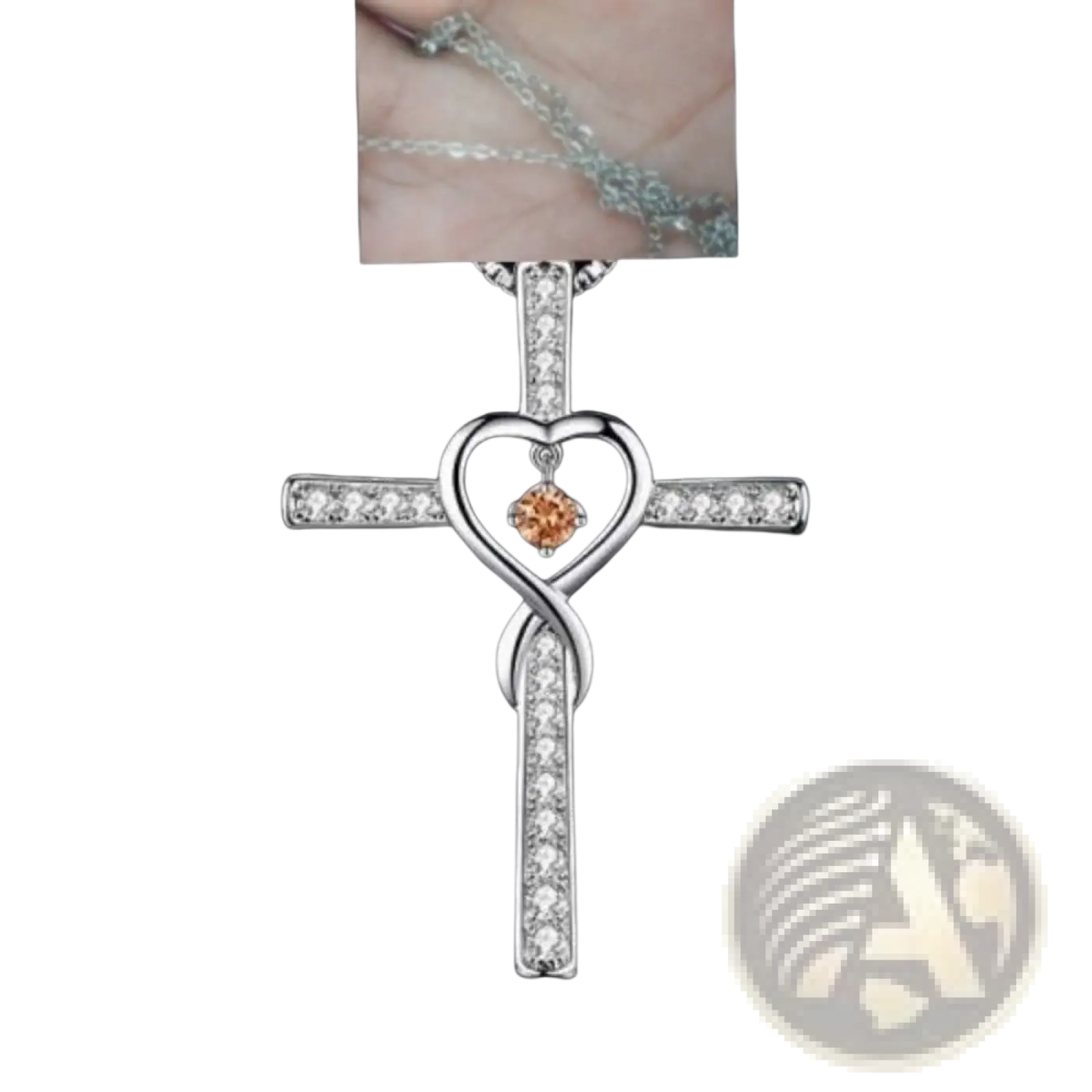 Infinity Love Heart Cross Birthstone Crystal Necklace