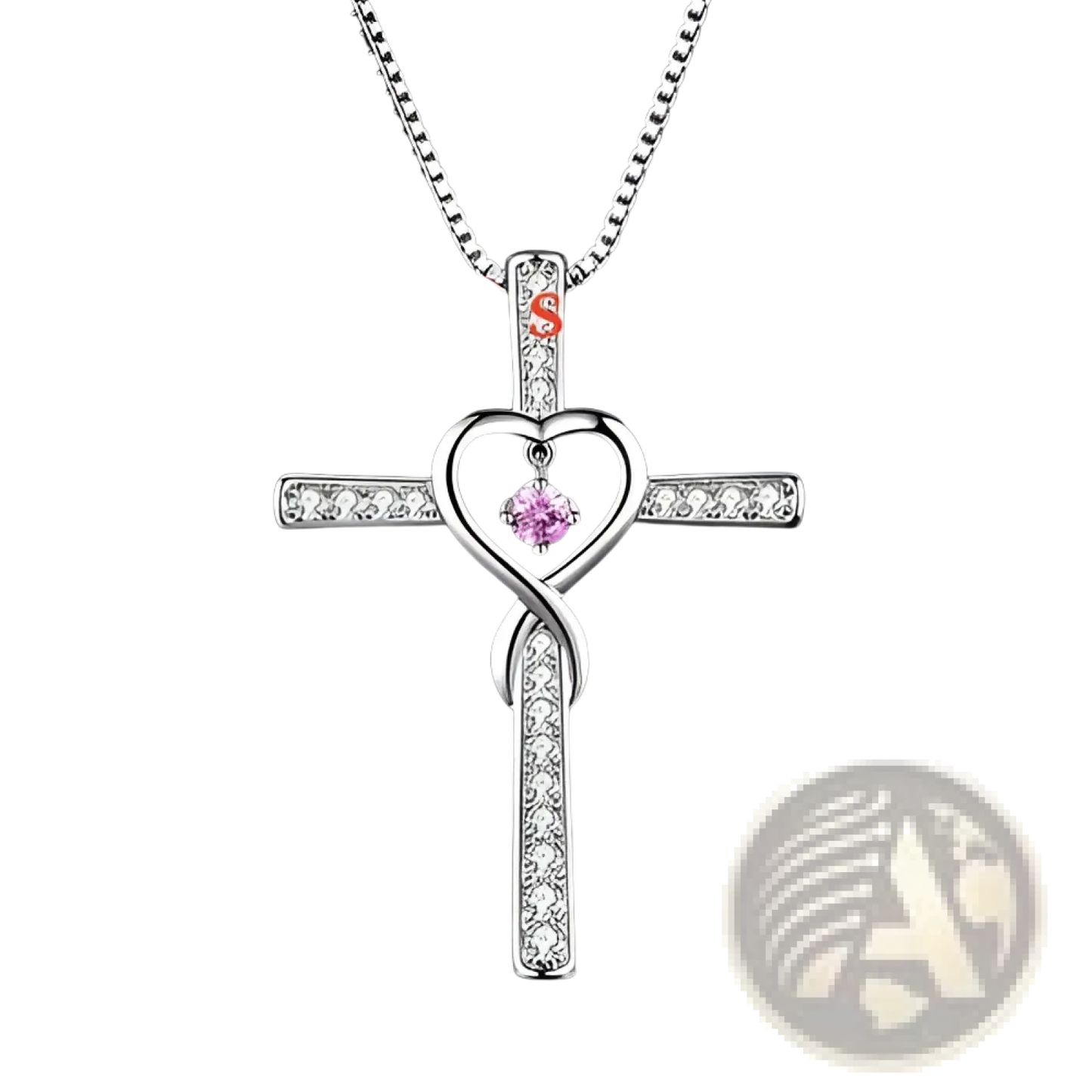 Infinity Love Heart Cross Birthstone Crystal Necklace