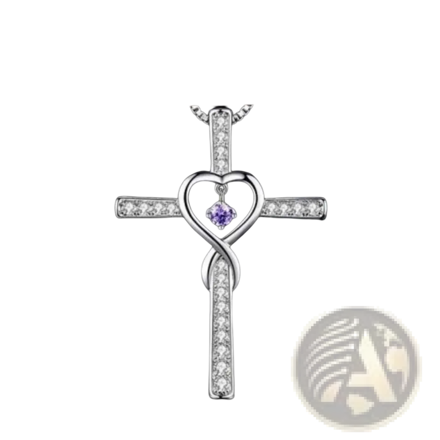 Infinity Love Heart Cross Birthstone Crystal Necklace