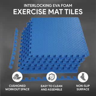 Tapete de exercícios de espuma EVA interligada de 24 pés quadrados da BalanceFrom Fitness, azul