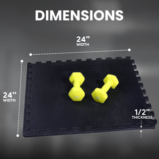 Tapete de exercícios de espuma EVA interligada de 24 pés quadrados da BalanceFrom Fitness, preto