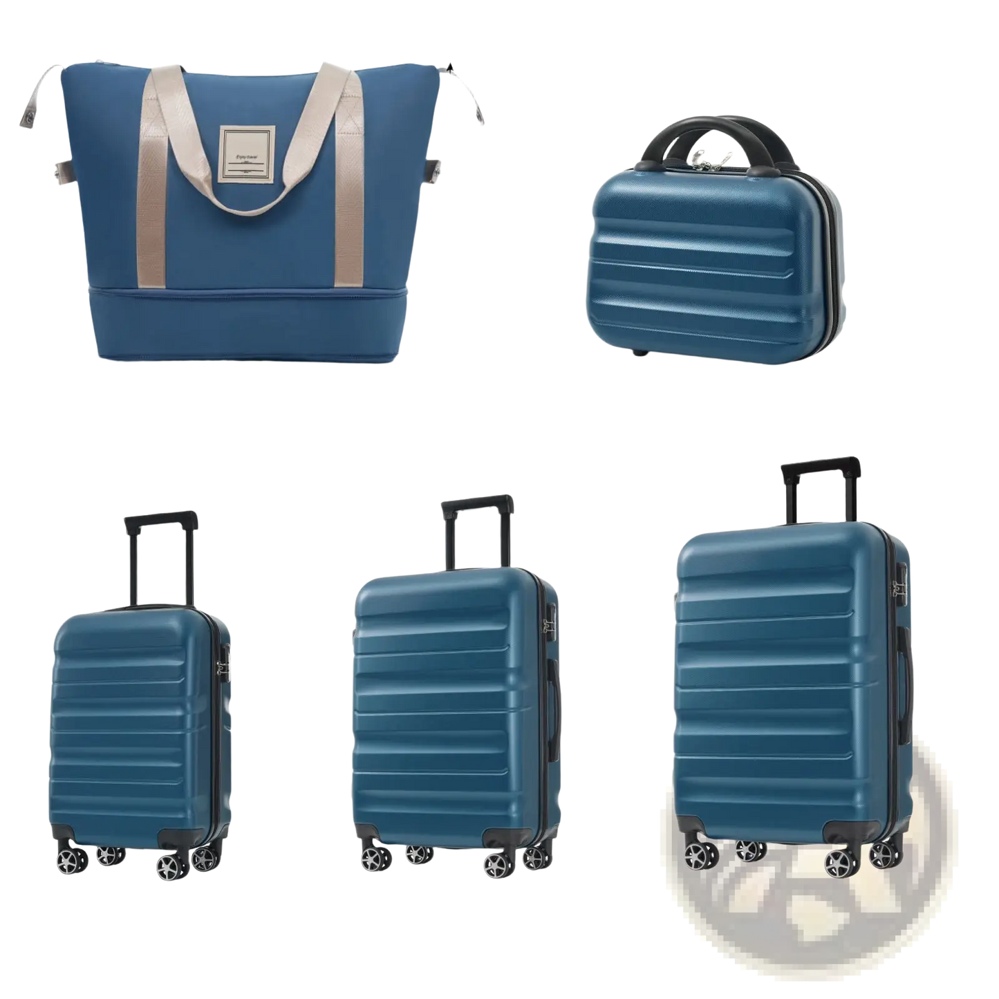 Inky Blue 12 Piece Abs Hardshell Luggage Set with Spinner Wheels