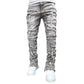 Men's Slim Fit Stacked Ripped Patchwork Streetwear Jeans