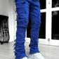 Men's Slim Fit Stacked Ripped Patchwork Streetwear Jeans