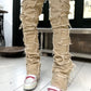 Men's Slim Fit Stacked Ripped Patchwork Streetwear Jeans