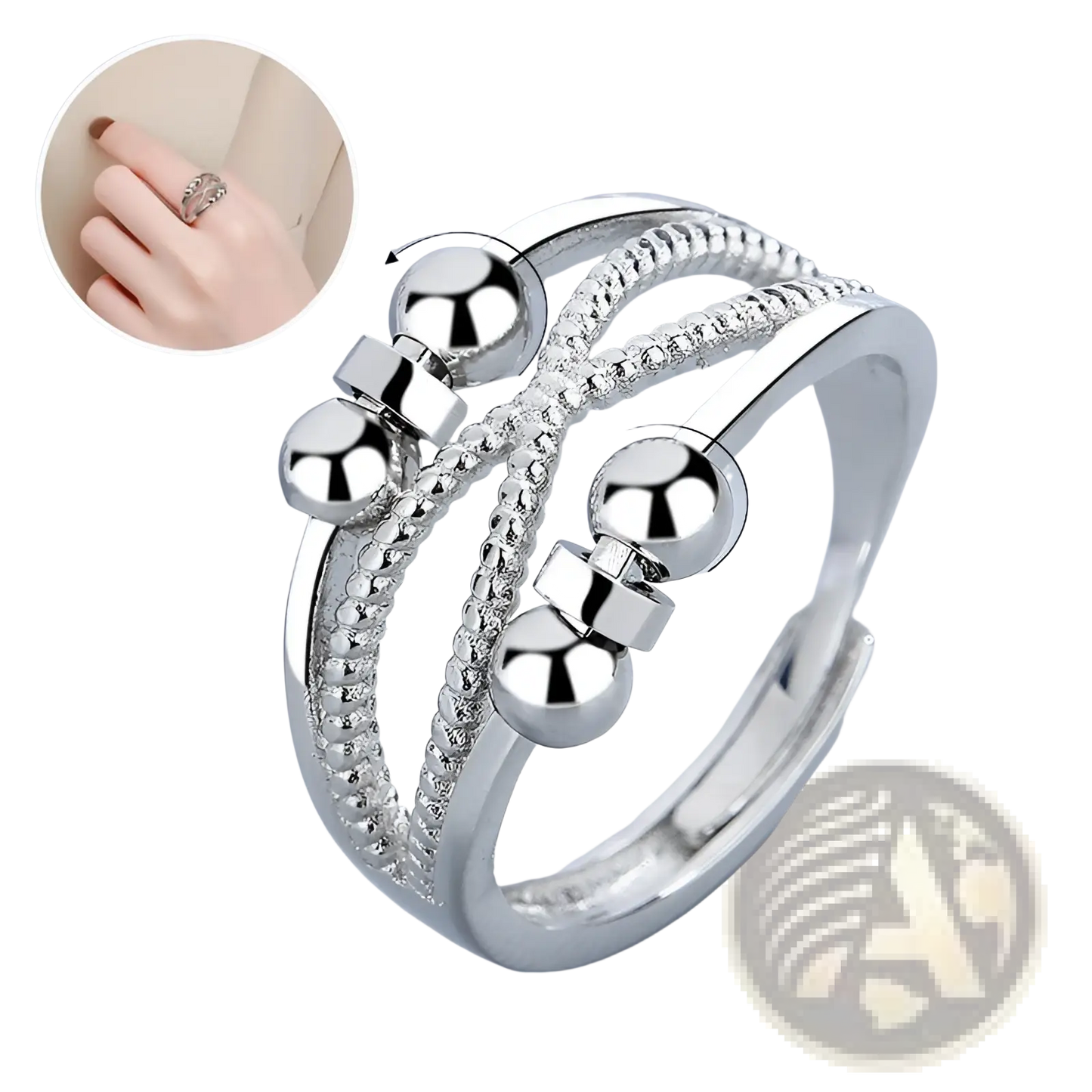 Interwoven Silver Anxiety Relief Adjustable Ring