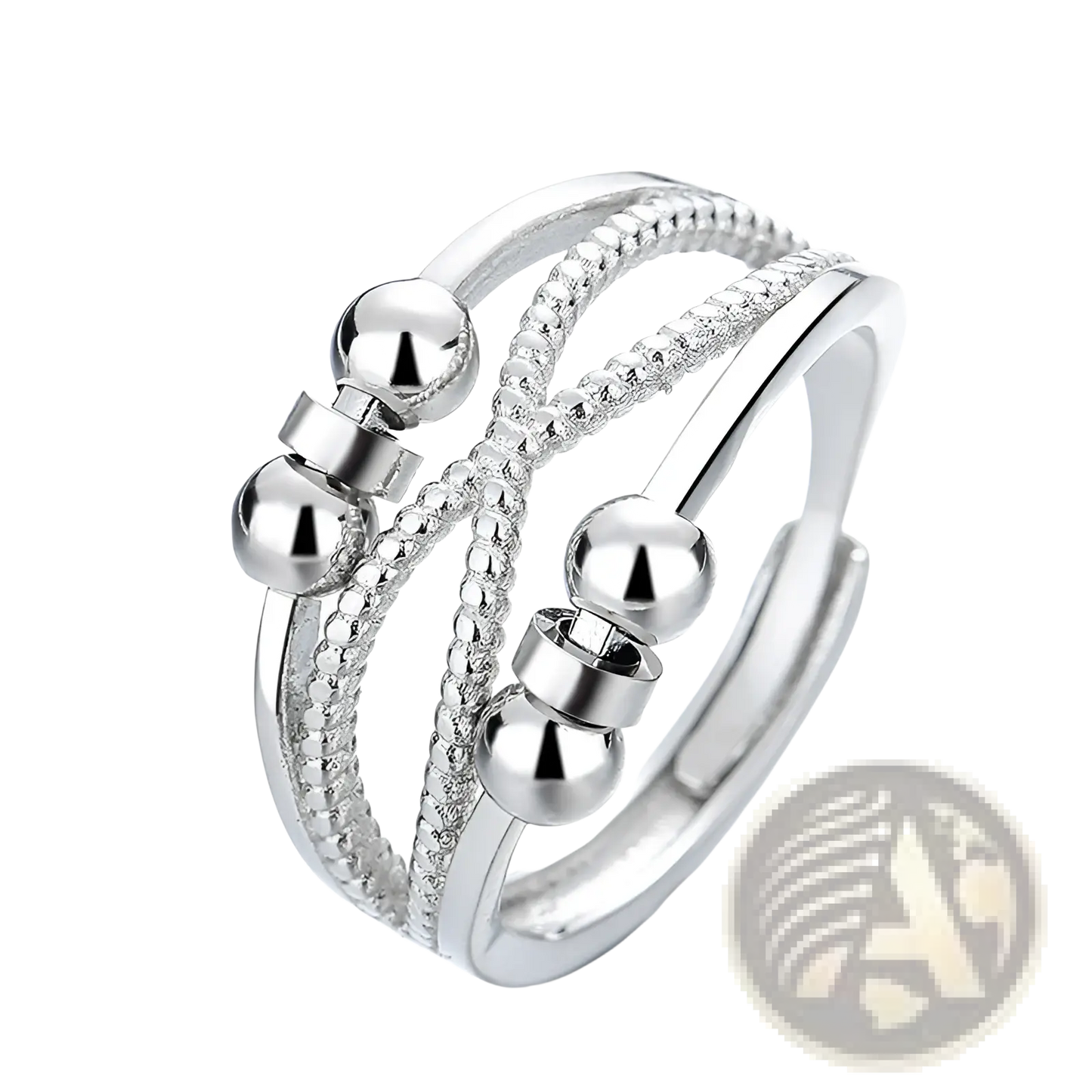 Interwoven Silver Anxiety Relief Adjustable Ring