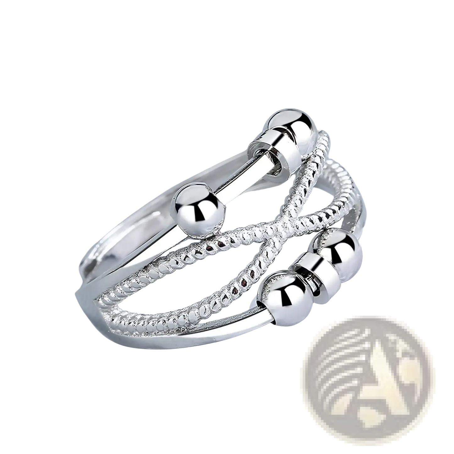 Interwoven Silver Anxiety Relief Adjustable Ring