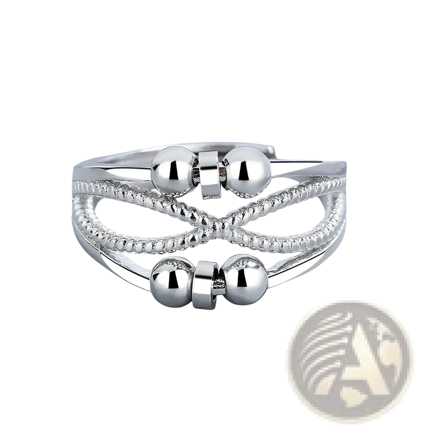 Interwoven Silver Anxiety Relief Adjustable Ring