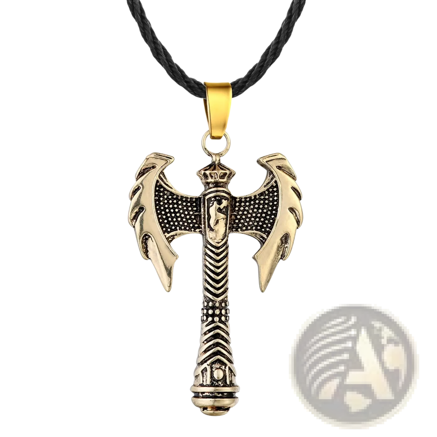 Intricate Viking Axe Pendant Necklace with Braided Cord