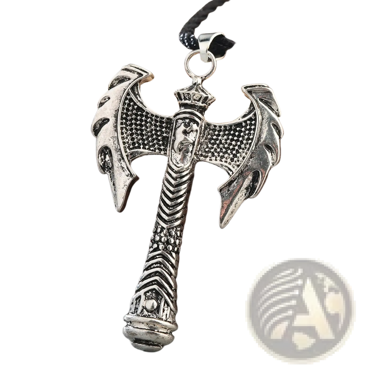 Intricate Viking Axe Pendant Necklace with Braided Cord