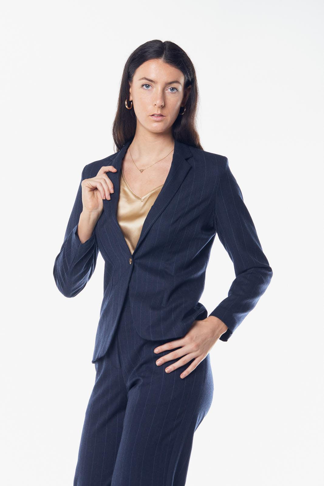 Blazer clássico de lã italiana feminino – Blazer sob medida atemporal