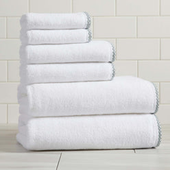 Cotton Border-Stitched 6-Piece Towel Set - Valery Collection