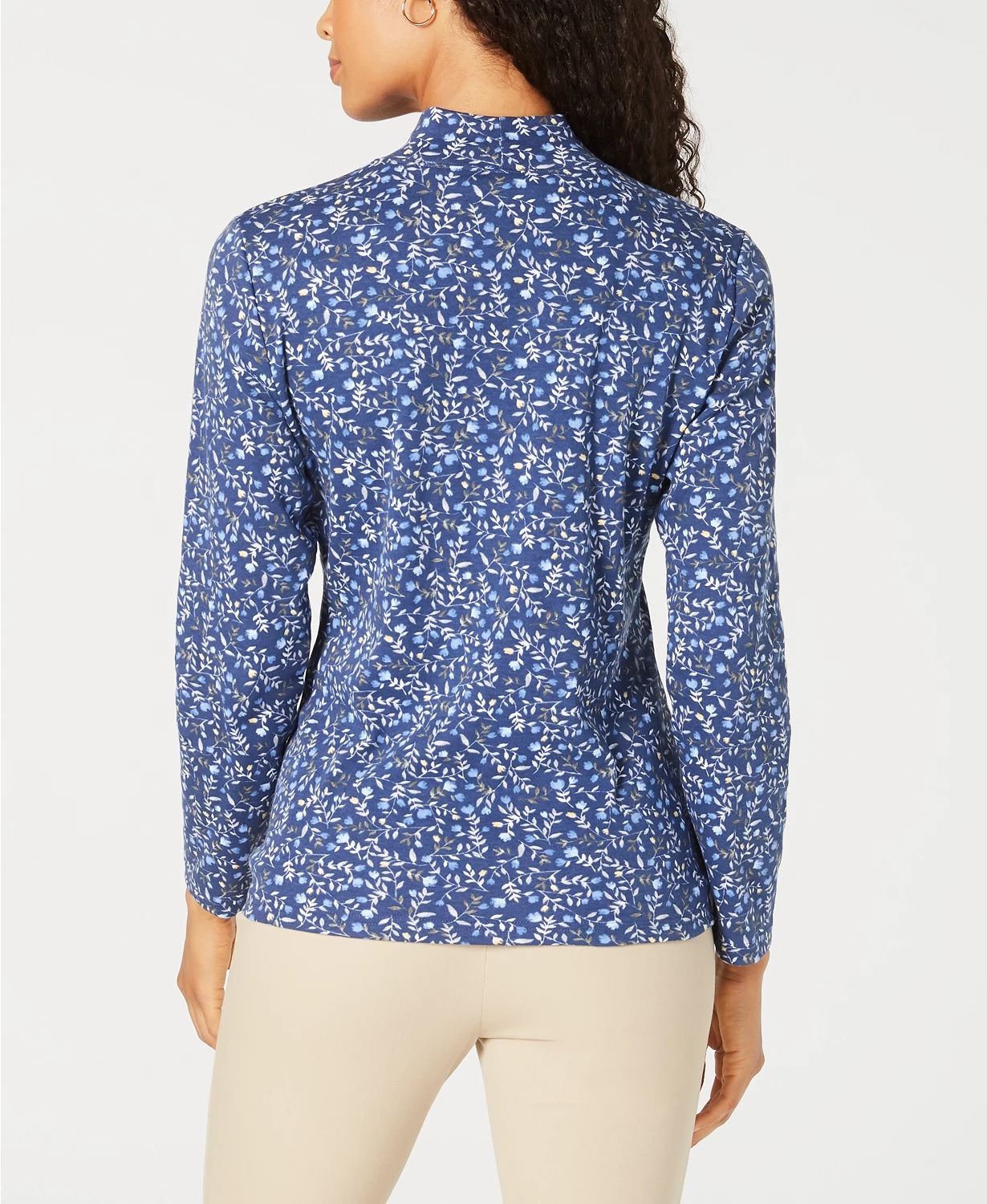 Blusa feminina Karen Scott com estampa de gola falsa, azul marinho, tamanho XX-G