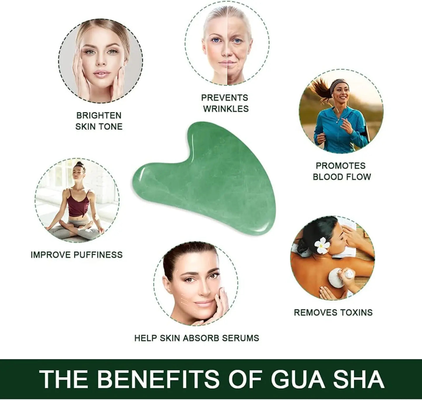 Jade Gua Sha Facial Set with Pure Rosehip Oil and Travel Pouch