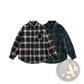 Japanese Retro Dark Green Plaid Flannel Shirt