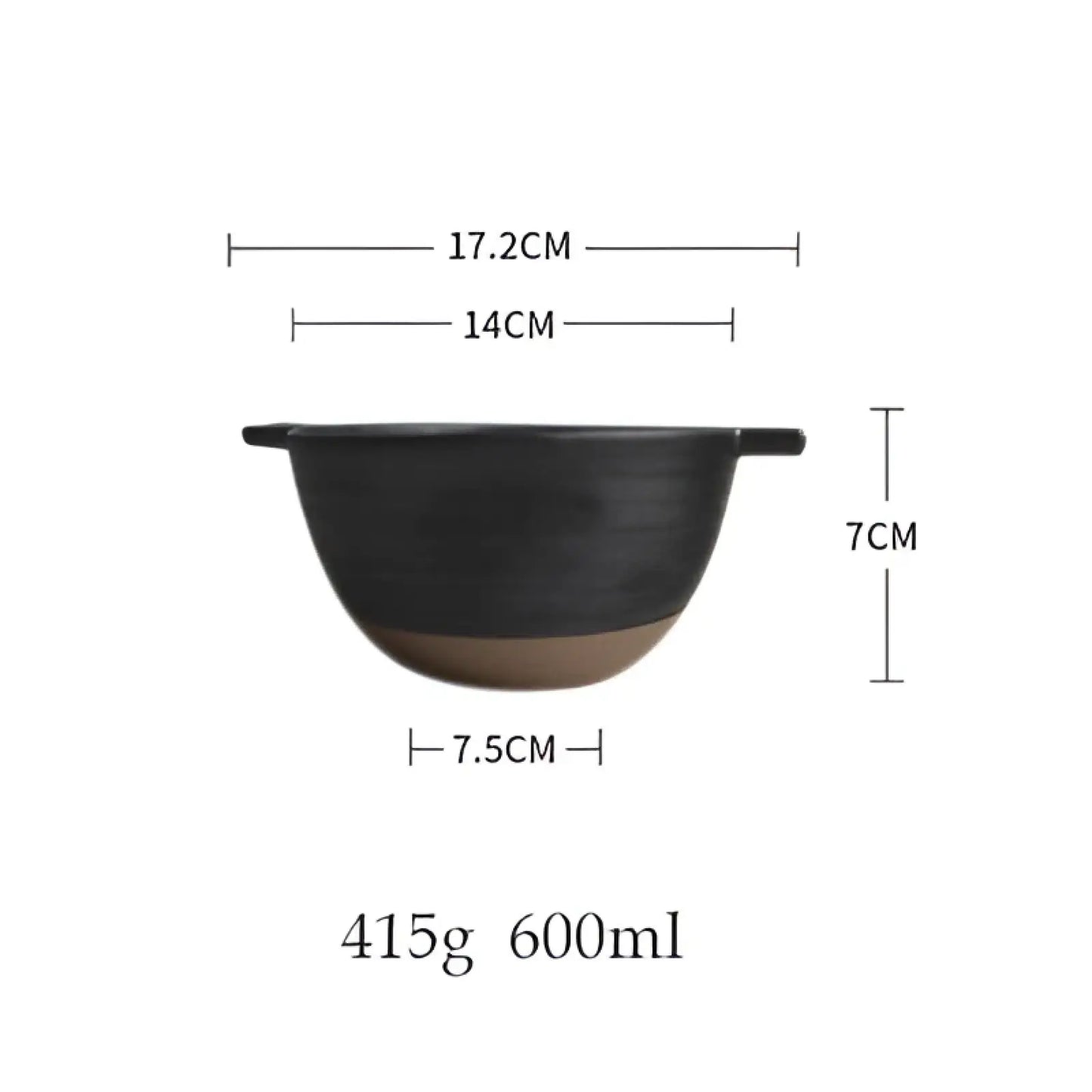 Japanese Stoneware 6 Inch Binaural Ceramic Soup Bowl
