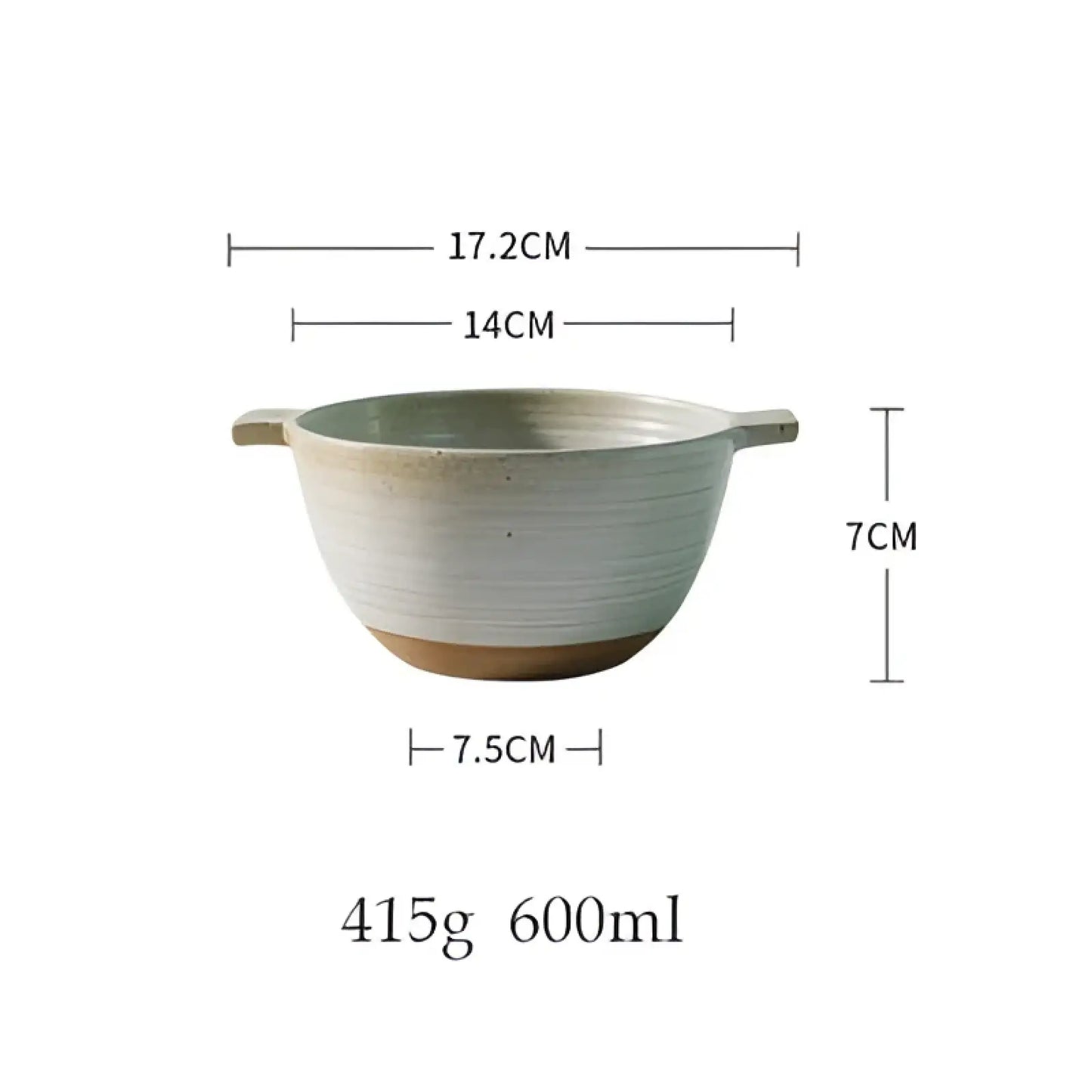 Japanese Stoneware 6 Inch Binaural Ceramic Soup Bowl