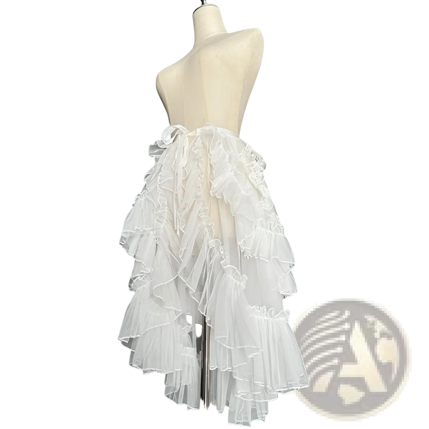 Tiered Ruffle Tulle A-line Lace Midi Skirt
