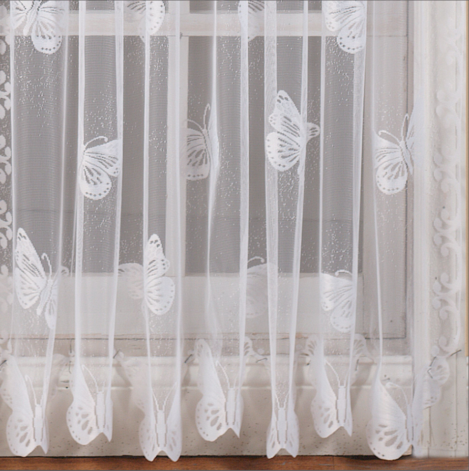 Painel de cortina com bolso de haste de renda JC Penny Butterfly 56X63 - Branco