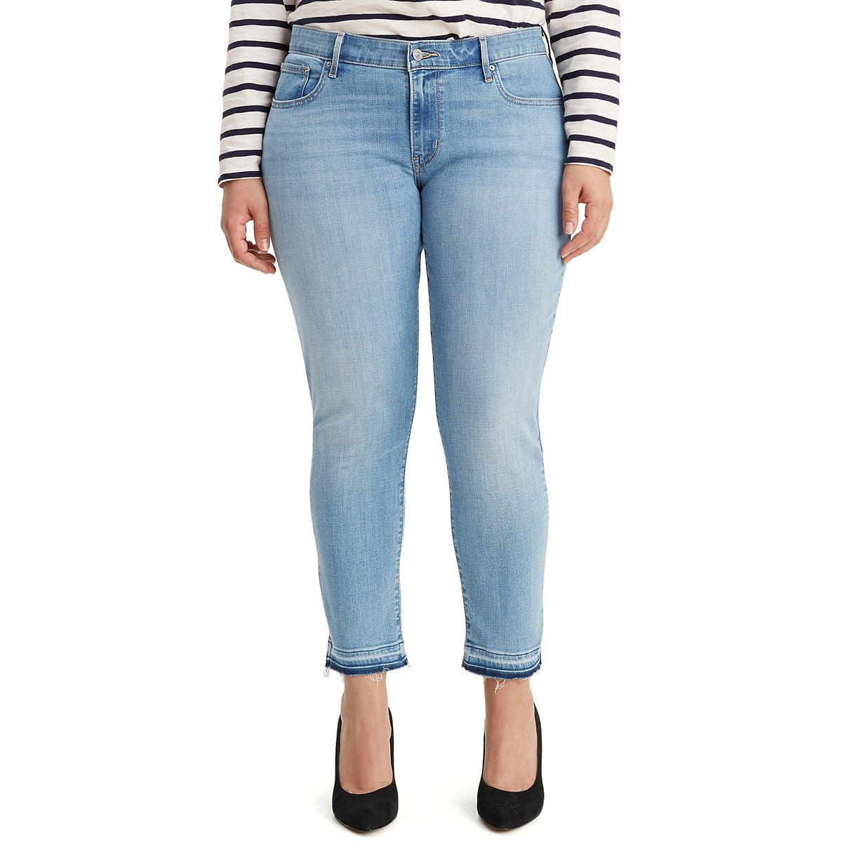 Calça Jeans Skinny Plus Size Rasgada Levi's Feminina Azul Médio Tamanho 24