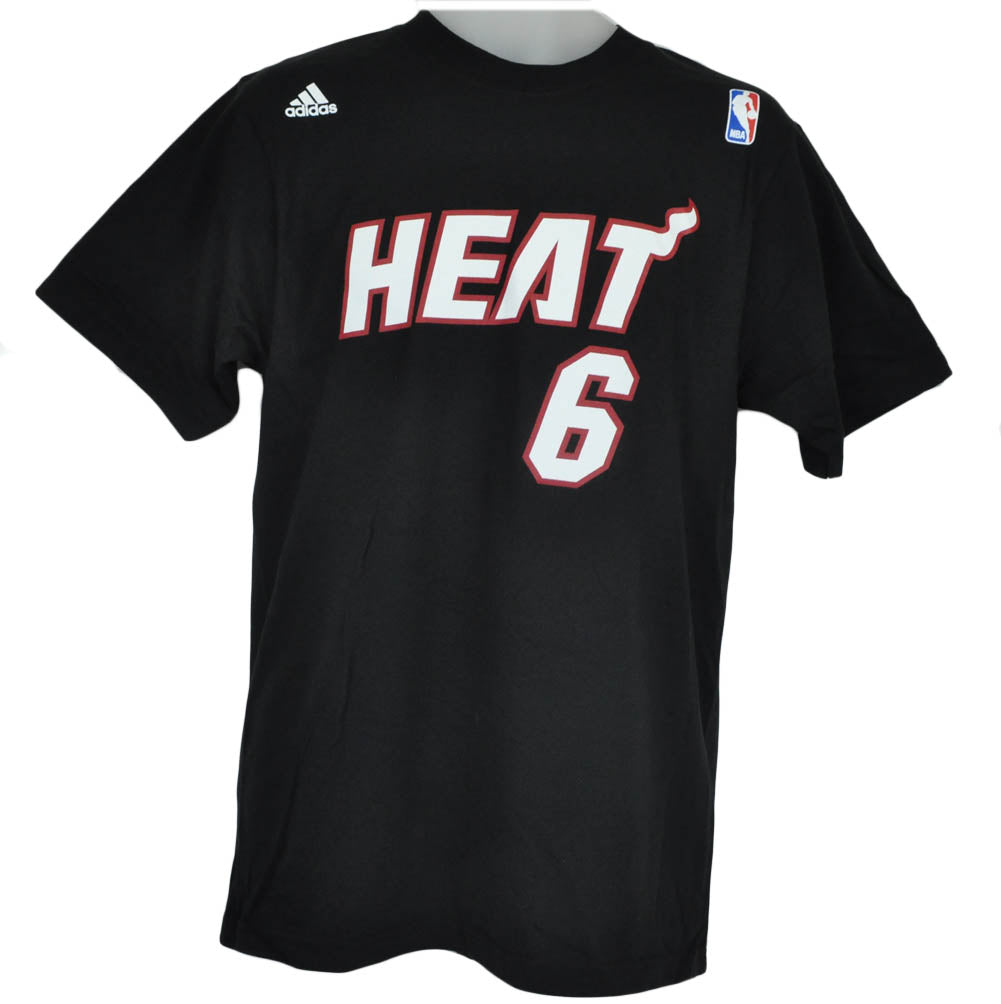 NBA Adidas Jersey Miami Heat Tshirt Tee Lebron James 6 Black Red White Licensed